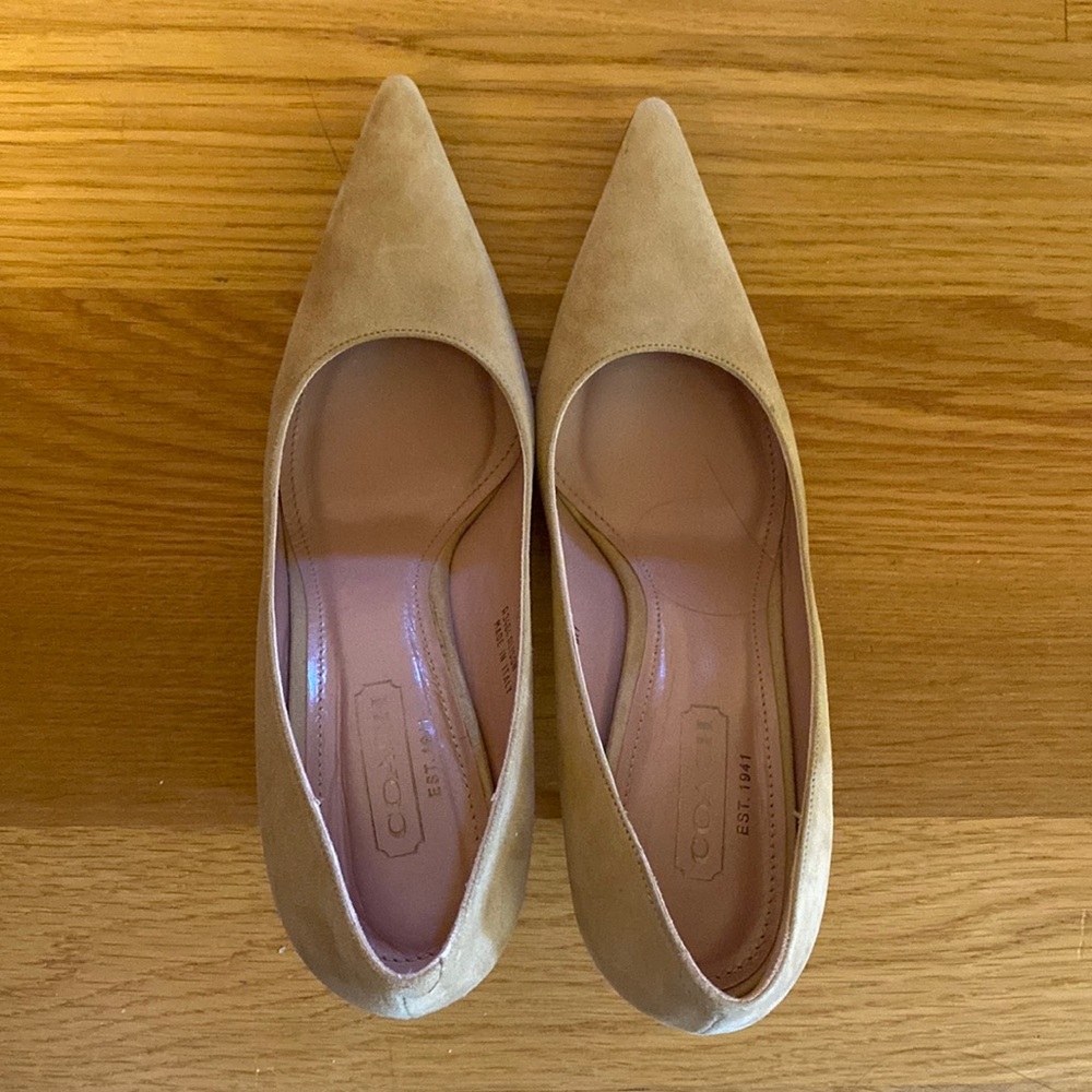 Coach Alison nude camel suede pumps. New without box. Approx 2.5” heel. Size 7.5
